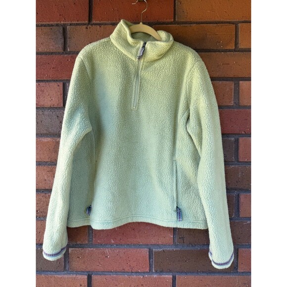 L.L. Bean 1/4 Zip‎ Pullover Womens Size XL Green Fleece Long Sleeve Zip Pocket - Picture 1 of 13